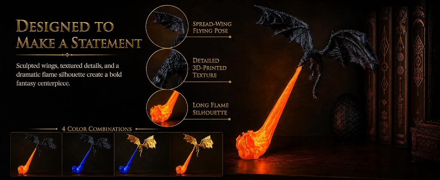 Fire Dragon statement design and four colour combinations